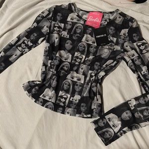 BARBIE x F21 Mesh Long Sleeve Top